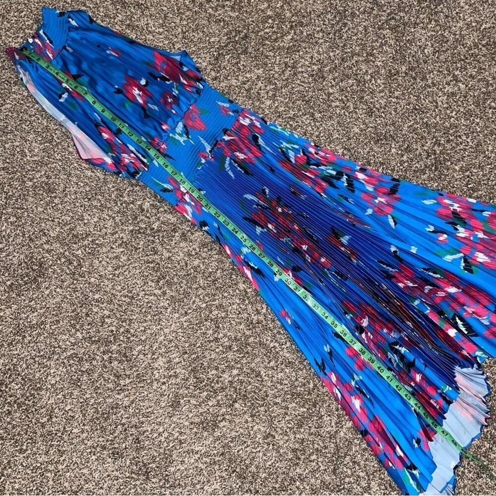 ALC Renzo Pleated Blue Floral Midi Dress 0 - Picture 12 of 13